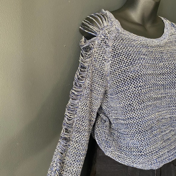 IRO Yana Open Knit Shredded Sleeve Sweater Size XS - Picture 4 of 11